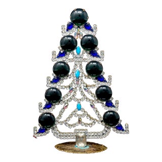 Vintage Czech Crystal and Rhinestone Mantle Christmas Tree For Sale