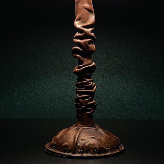 A unique and very rare leather table lamp made of genuine leather, with the ardil stamp on the base. made in italy in the...