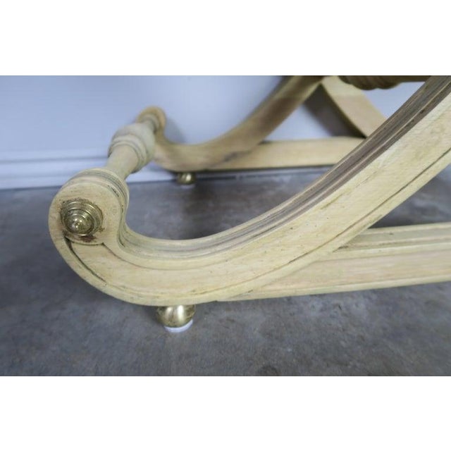 Linen Italian Style "X" Bench W/ Chinoiserie Linen Fabric For Sale - Image 8 of 10
