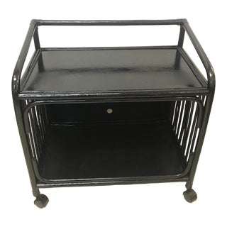 Vintage Mid-Century Modern Rattan Bar Cart For Sale