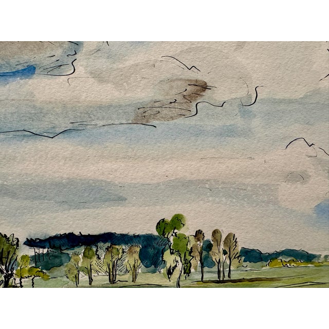Rustic Henry Emil Salloch Original Watercolor on Paper Expansive Landscape, 1936. For Sale - Image 3 of 7