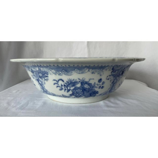 1980s Vintage Blue and White Asian Jug and Basin Set For Sale - Image 9 of 10