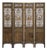Vintage Finish Openwork Figural 4 Panels Wood Floor Screen Room Divider For Sale