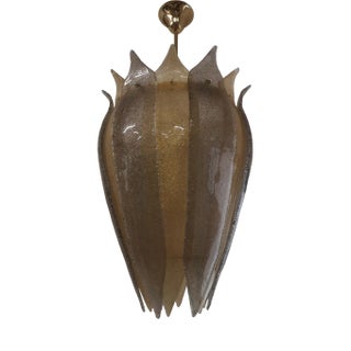 Murano Art Glass Gold and Smoked Color Pendant Light, 2000s For Sale