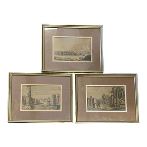 Original Lithograph Framed Pictures of Pompeii 1830 - Set of 3