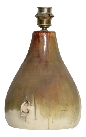 1960s Fat Lava Table Lamp Ceramic Pottery Drip Glaze Denmark