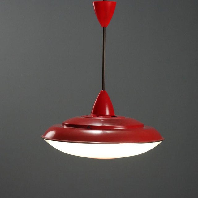 Vintage Red Aluminum Pendant Light, 1960s For Sale - Image 3 of 9