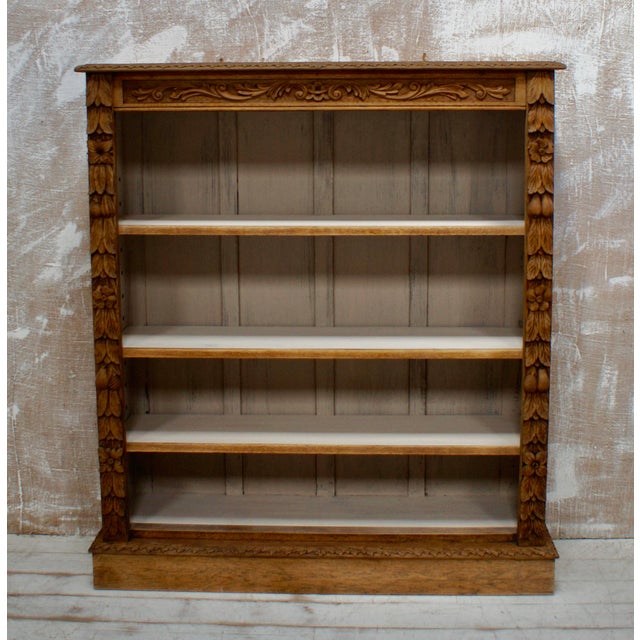 Victorian Oak Open Bookcase, 1880s For Sale - Image 9 of 11