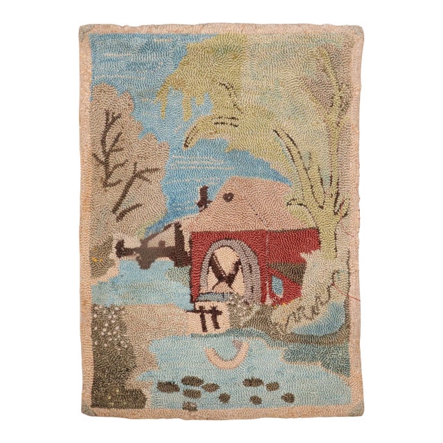 Early 20th Century American Hooked Pictorial Rug For Sale