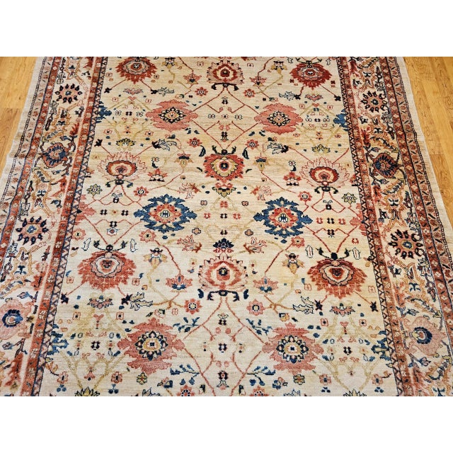 Textile Vintage Persian Mahal Sultanabad Rug, Hand-Knotted, Allover Geometric Pattern For Sale - Image 7 of 12