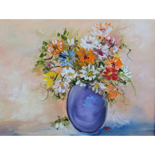 Vintage 1960s Original Botanical Still Life Painting Framed and Signed For Sale - Image 4 of 6