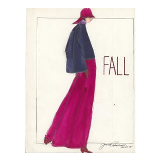 Original Fashion Drawing of Gordon Anderson 1983 Signed For Sale