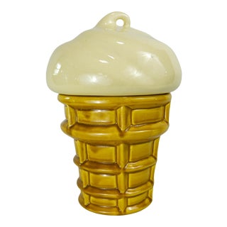 Late 20th Century Ice Cream Cone Ceramic Cookie Jar For Sale