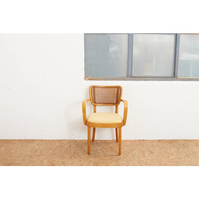 Wooden Chair with Caned Back and Fabric Seat from Horgenglarus, 1940s For Sale - Image 11 of 12
