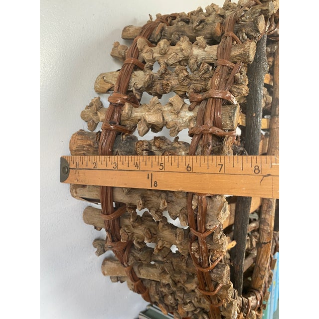 Large Vintage Handmade Twig Basket or Tray For Sale - Image 6 of 8