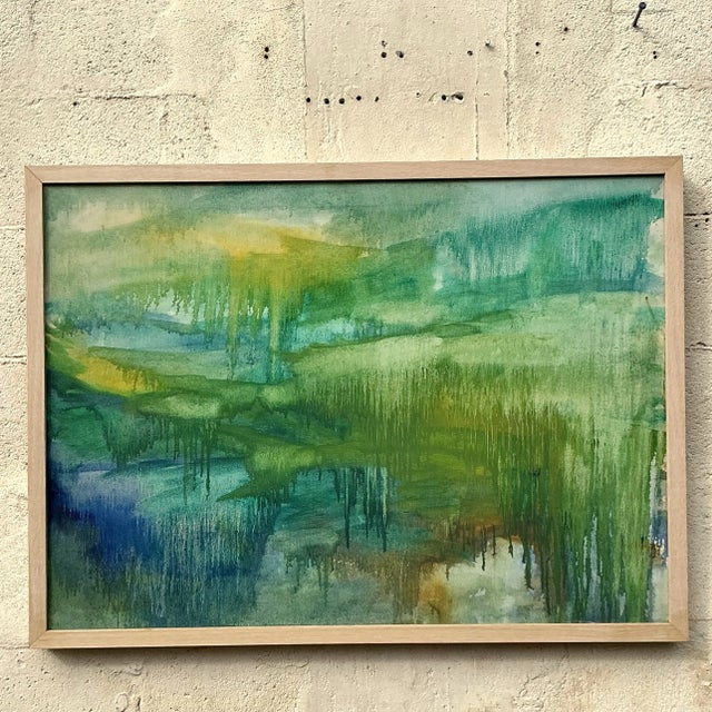 Abstract Vintage Boho Original Abstract Oil on Canvas For Sale - Image 3 of 6