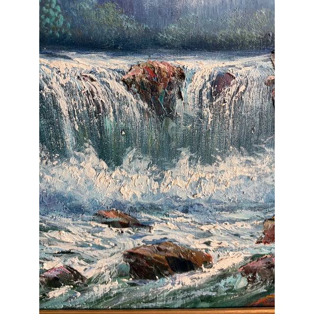 Mid 20th Century Large 39" Vintage W. Chapman Mountain Oil – Heavy Texture For Sale - Image 9 of 11