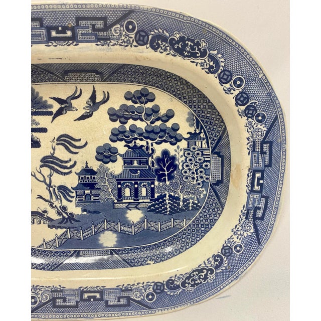 Antique Dewes & Copestake Blue Willow Platter From England - Circa 1895 For Sale - Image 4 of 13