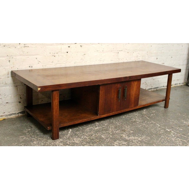 Brown Mid-Century Modern Multitiered Walnut Coffee Table For Sale - Image 8 of 12