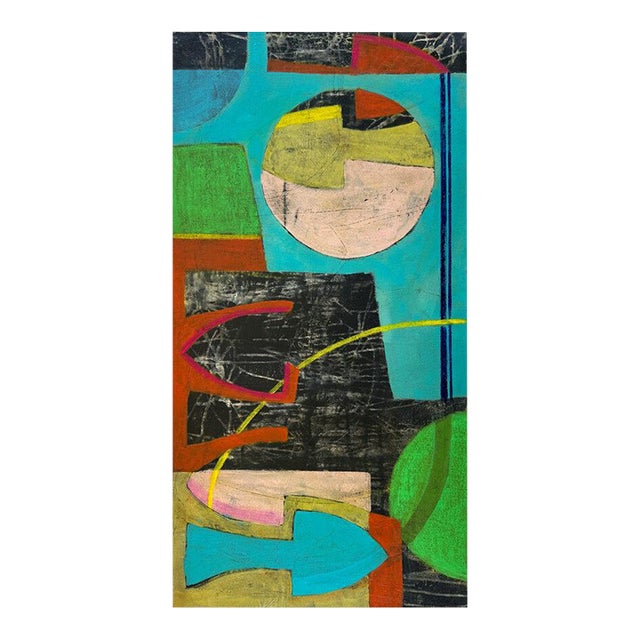 Christiane Corcelle "Open Route Ii" Acrylic and Collage on Canvas, Colorful Abstract Painting in Turquoise, Black and Green, 2026 For Sale
