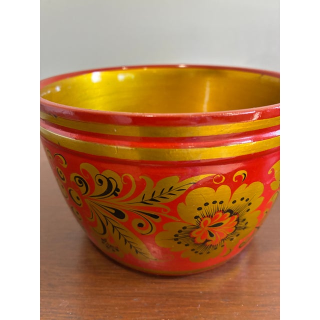 Vintage Hand Painted Folk Art Wooden Bowl For Sale In Oklahoma City - Image 6 of 9