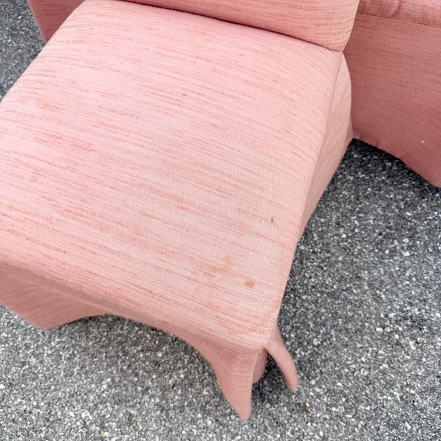 Sherrill Furniture Postmodern Pink Skirted Parsons Dining Chairs - Set of 6 For Sale - Image 4 of 7