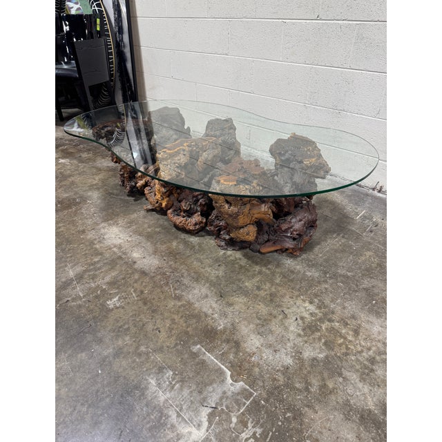 Mid Century Burl Wood Coffee Table For Sale - Image 4 of 8