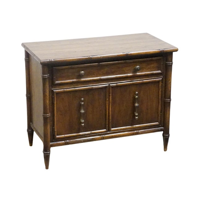 Mount Airy Furniture Company National / Mount Airy Asian Chinoiserie Faux Bamboo 31" Fruitwood Cabinet Nightstand For Sale - Image 4 of 13
