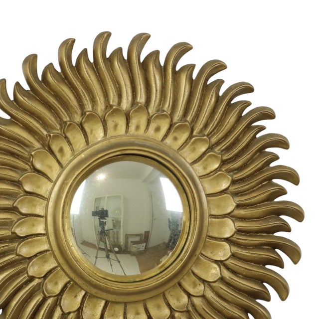 1960s Vintage Sunburst Mirror in Gold Resin, 1960s For Sale - Image 5 of 14