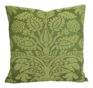 Brunschwig & Fils Barnstable Woven Damask in Sorrento Green Pillow Cover - 20" X 20"