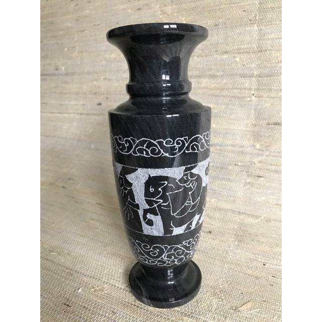 Engraved Black Marble Vases A Pair Chairish
