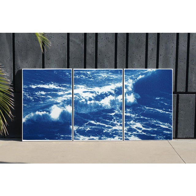 Realism 2020 Australian Landscape Nautical Triptych Cyanotype Print on Watercolor PaperMulti Paneled Art by Kind of Cyan - Set of 3 For Sale - Image 3 of 12