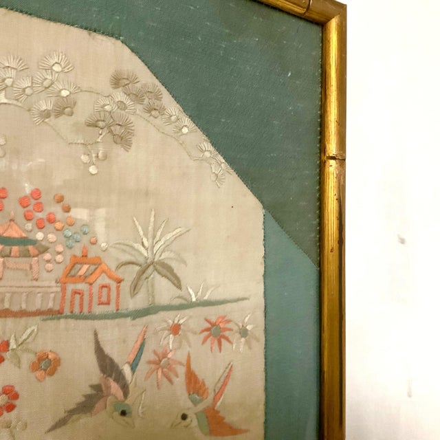 Antique Japanese Embroidered Silk Panels-Opposites For Sale - Image 10 of 18