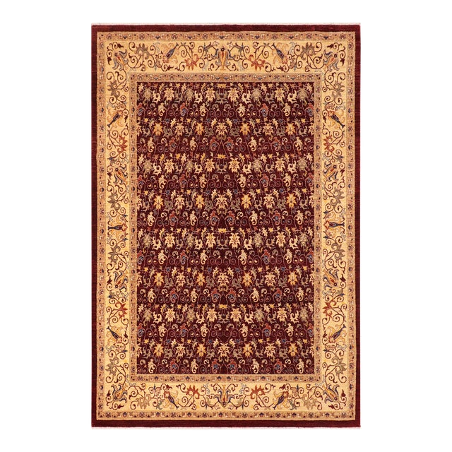 Boho Chic Ziegler Red Beige Hand-Knotted Wool Rug - 7'11'' X 10'0'' For Sale