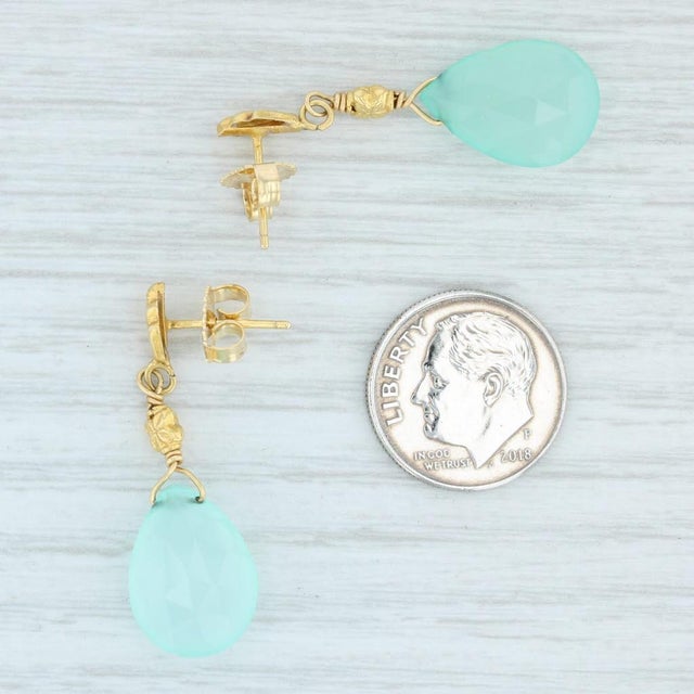 Chalcedony Briolette Teardrop Earrings 18k Yellow Gold Dangle Nordstrom - 2 Pieces For Sale - Image 4 of 4