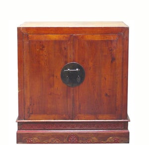 Antique Square Corner Elm Storage Cabinet