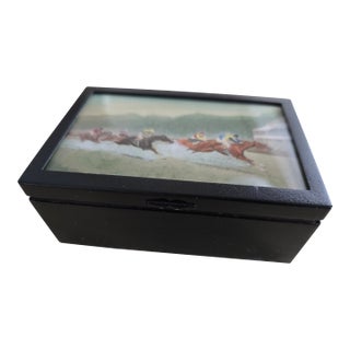 1800's Box With Original Art on Lid For Sale