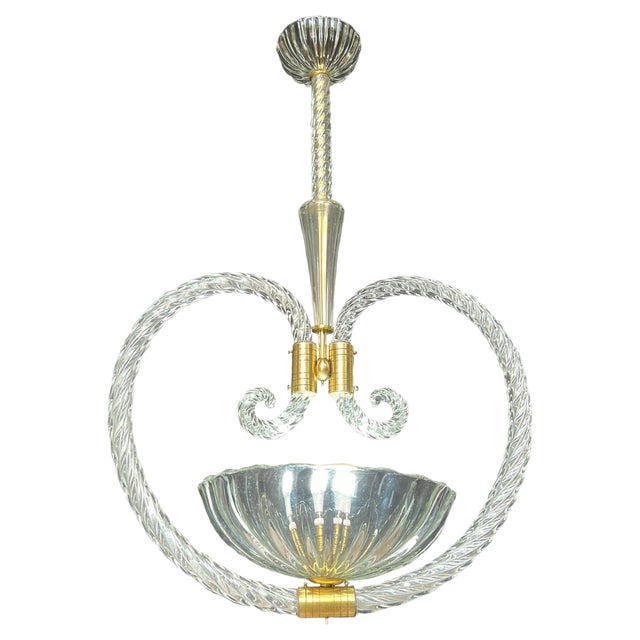 Mid-20th Century Charming Chandelier by Ercole Barovier, Murano, 1940s For Sale