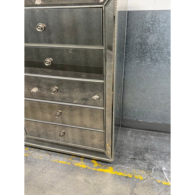Glass Z Gallerie Omni Mirrored Five Drawer Chest For Sale - Image 7 of 12