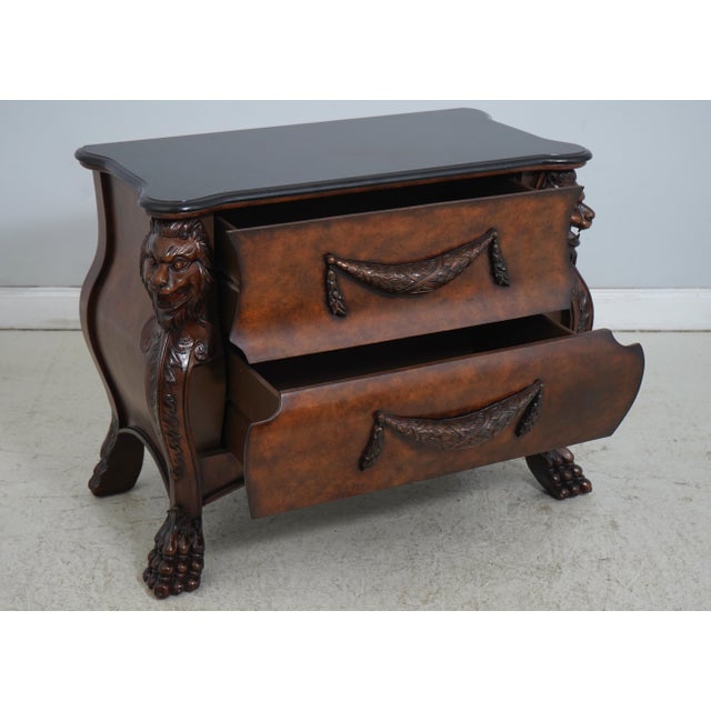 Traditional Regency Style Marble Top Lion Head Chest For Sale - Image 3 of 17