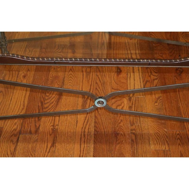 Maitland Smith Regency Style Leather Wrapped Glass Top Cocktail Coffee Table For Sale - Image 10 of 12