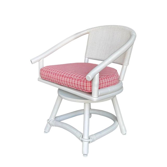 Coastal 1960s Bamboo Game Table and Four Swivel Chairs Attributed to Ficks Reed - A Set For Sale - Image 3 of 14