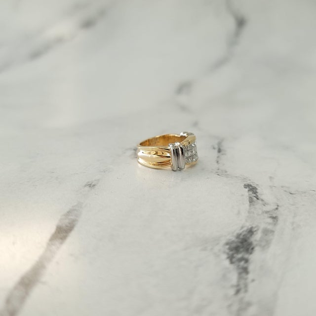 2020s One Carat Three Row Princess Two-Toned Diamond Band, Size 7.5 For Sale - Image 5 of 6