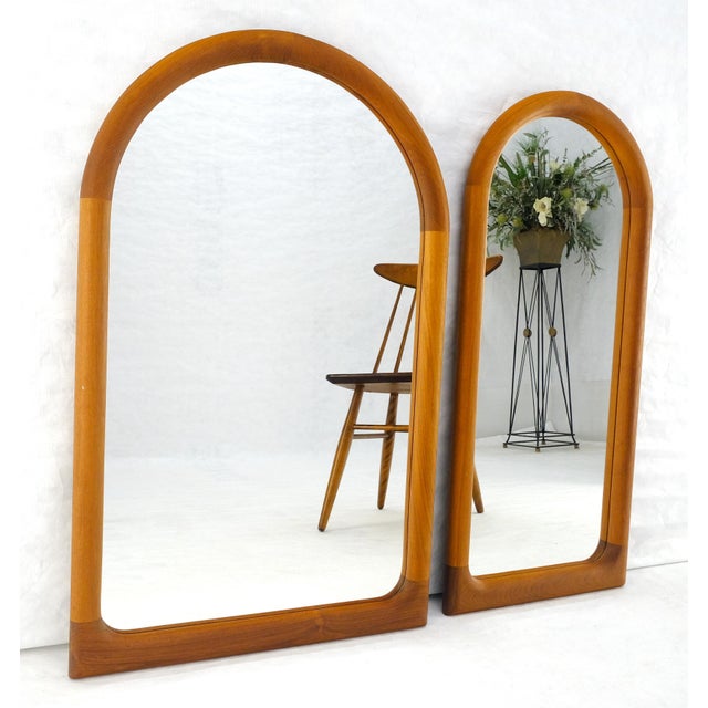 Pair of Teak Dome Shape Solid Teak Danish Mid Century Modern Mirrors MINT For Sale - Image 10 of 15