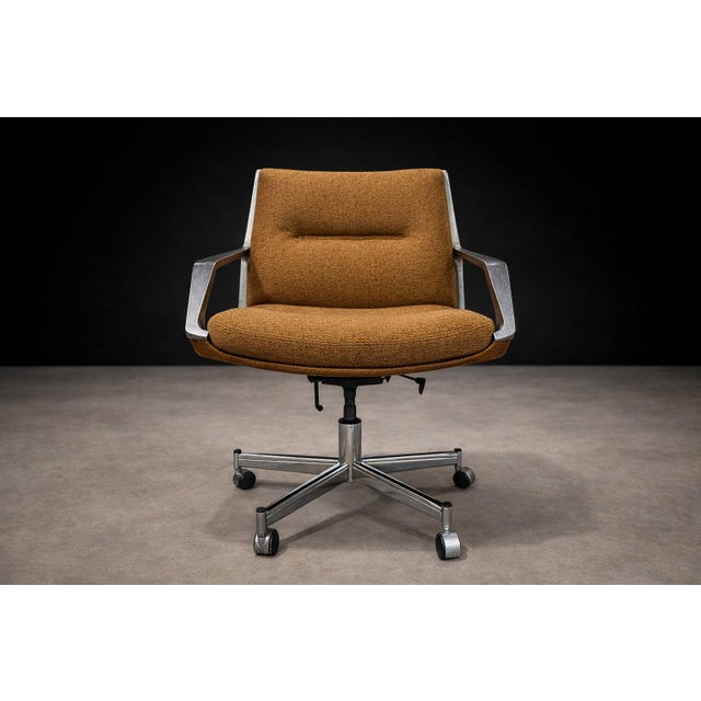 1970s “Low Commander” Swivel Armchair by Jorge Zalszupin, Bronze Chenille and Aluminum, Brazil, 1973 – Lot 805 For Sale - Image 5 of 15