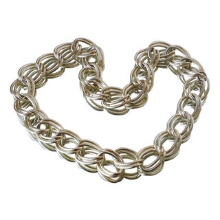 Vintage Y2k Modern Gold Link and Chain Necklace For Sale