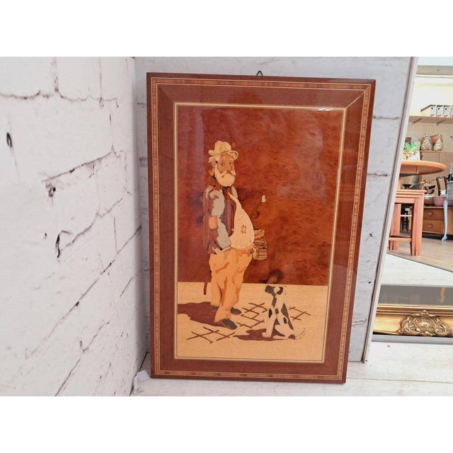 Vintage Italian Inlaid Marquetry Wall Art, 1960 For Sale - Image 11 of 18
