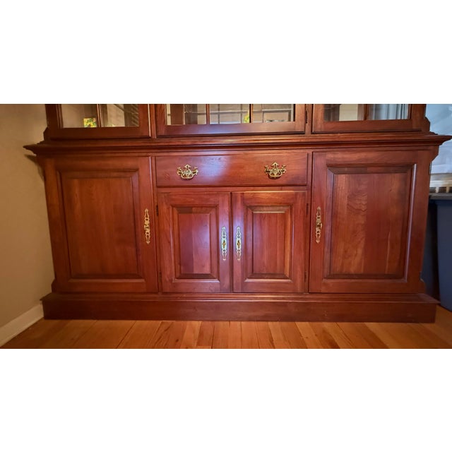 Traditional Pennsylvania House Solid Cherry Lighted China Cabinet For Sale - Image 3 of 11