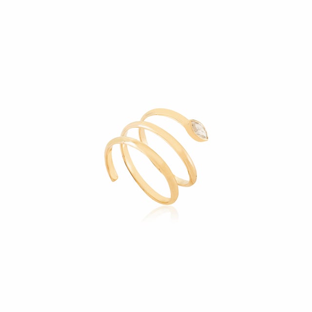 21st Century Insipired Diamond Snake Wrap Ring in 14k Gold in Bezel Set Size 6.5 For Sale - Image 4 of 15