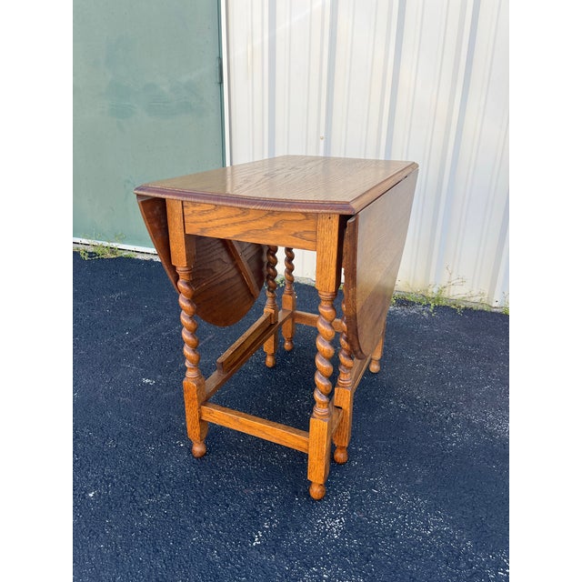 Early 20th Century Early 1900's English Oak Barley Twist Oval Gate Leg Table For Sale - Image 5 of 12